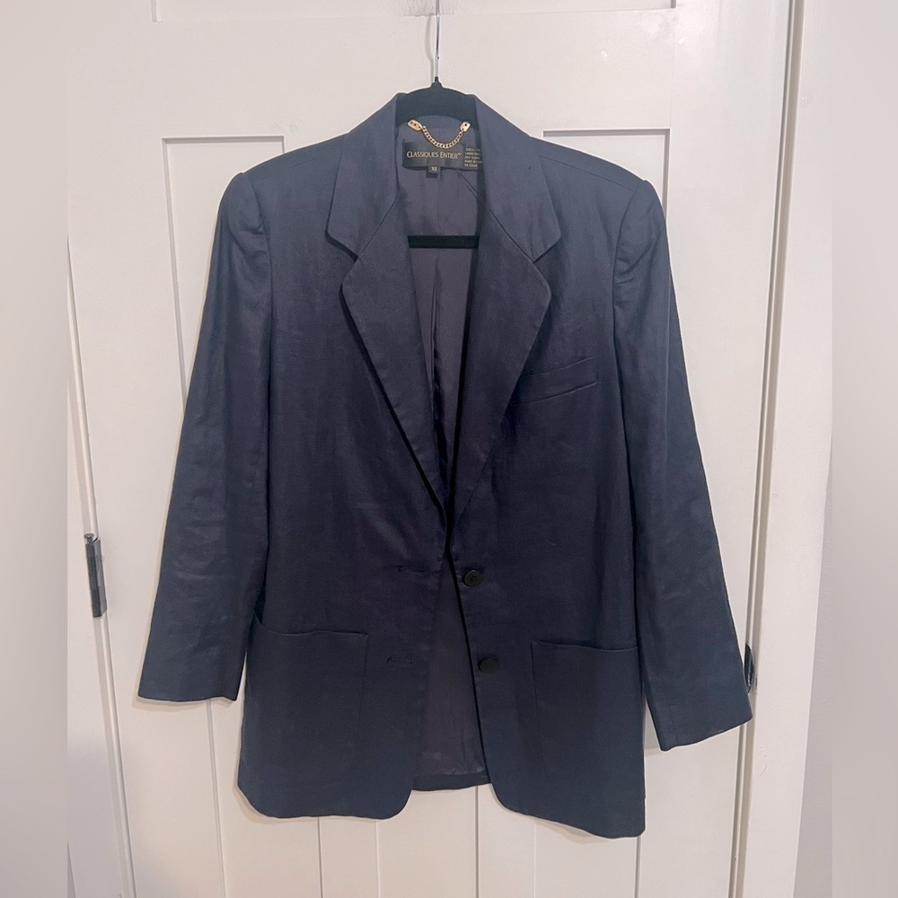Classiques Entier 100% Linen Blazer Blue Lined Size XS